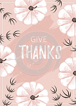 Template card with white pumpkin. Give thanks