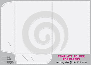 Template cardboard folder for papers