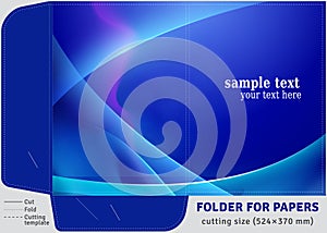 Template cardboard folder for papers sheets of A4