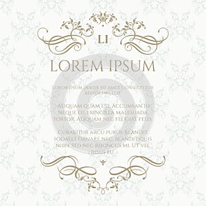 Template cards. floral ornamental design elements, decorative calligraphy.