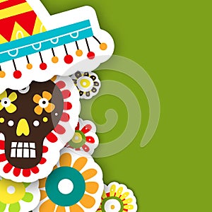 Template cards for the Mexican holiday. Vector illustration with