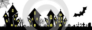 Template castle halloween pumpkin fear layout banner cut silhouette