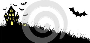 Template castle halloween pumpkin fear layout banner cut silhouette