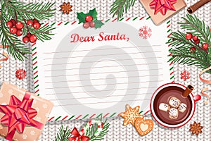 Template of Christmas Letter to Santa Claus.