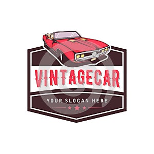 A template of classic or vintage or retro car logo design. vintage style