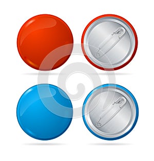 Template Color Blank Circle Button Badge Pin Set. Vector