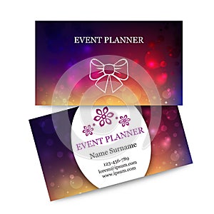 Template colorful business cards for event planner