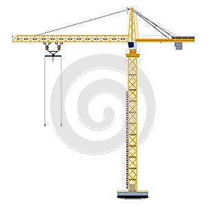 Template with construction tower crane jigsaw banner . concept vector illustration