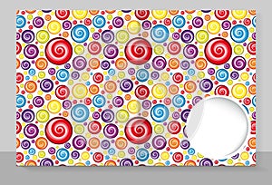 Template cover of a copybook with an individual design: candy swirl