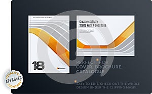 Template. Creative yellow grey abstract minimal design of brochure set, annual report, horizontal cover, flyer in A4