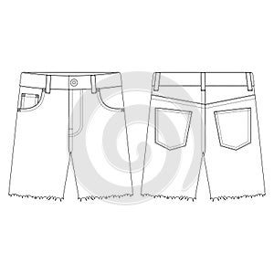Template cropped short pants jeans men vector illustration flat design
