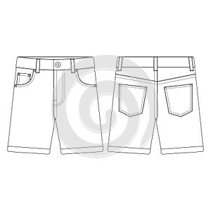 Template cuff hem short pants jeans men vector illustration flat design