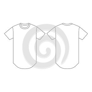 Template curved hem t-shirt vector illustration flat sketch design