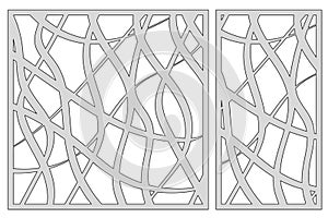 Template for cutting. Abstract line pattern. Laser cut. Set ratio 1:2, 1:1. Vector illustration.