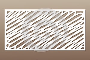 Template for cutting. Abstract lines art pattern. Laser cut. Ratio 1:2. Vector illustration