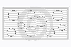Template for cutting. Circle line pattern. Laser cut. Ratio 1:2.