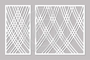 Template for cutting. Lines art pattern. Laser cut. Set ratio 1:2, 1:1. Vector illustration.