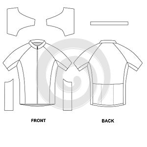 Template of cycling jersey shirt isolate on a white background., vector.