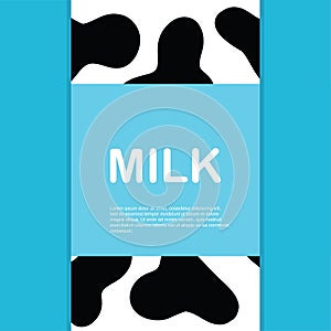 Template for dairy companies, dairy farm or shop with space for your text. Template for dairy packaging. Background cow skins.