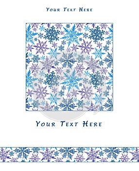 Template Decorated with Snowflake Pattern on White Background.