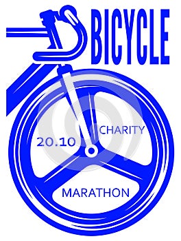 Template for the design of an advertising poster for a cycling charity marathon. The front of the bicycle. Vector color