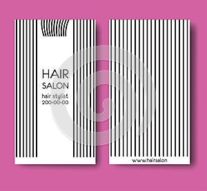 Template design card with long straight hair and forelock photo