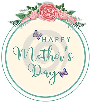 Template design for happy mother\'s day with flowers and butterfly