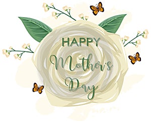 Template design for happy mother\'s day with flowers and butterfly