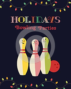 Template Design Poster Holidays bowling vector