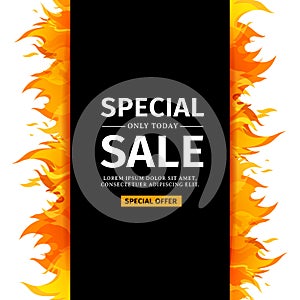 Template design vertical banner with Special sale. Black card for hot offer