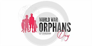 Template Design for World War Orphans Day. Welfare Campaign for World War Orphans Day. Orphan Kids.