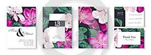 Template design for your products with pink and white flowers of a blooming spring fruit tree.