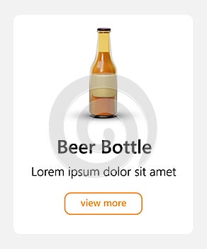 Template for designing category on website. Glass bottles for alcoholic drinks with blank label