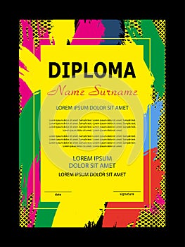 Template diploma or certificate. Modern colorful design. Vector