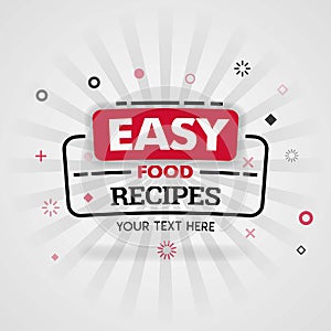 Template for easy food recipes red cover book. Can be use for food advertising poster and flyer, social media post promotion, onli
