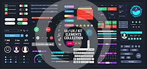 Template elements UI, UX, KIT for Web, App and dashboard. Universal User interface for web design or mobile phone