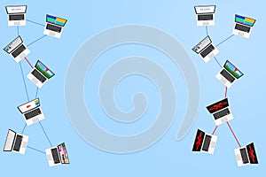 Background with computers connected to a network