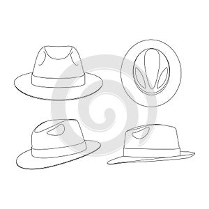 Template fedora hat vector illustration flat sketch design outline photo