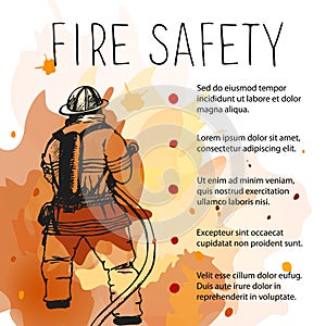 Template of fire safety vector placard.