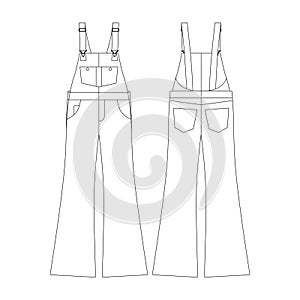 template flared overall vector flat design outline clothing collection