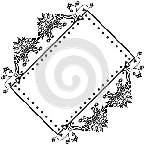 Template of flower frame, for design pattern of card. Vector
