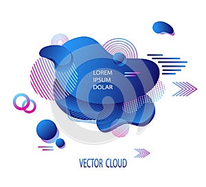 Template of flyer or banner with abstract futuristic cloud in blue