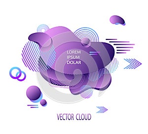 Template of flyer or banner with abstract futuristic cloud in lilac blue