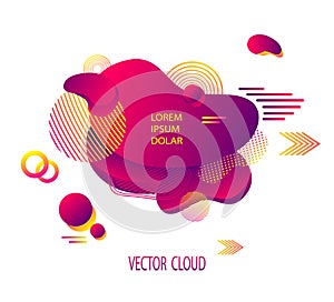 Template of flyer or banner with abstract futuristic cloud in red