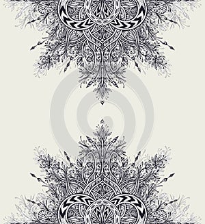 Template flyer or label Background from Vintage Abstract floral ornament black on white