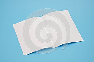 Template fold white paper on blue background