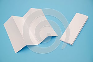 Template fold white paper on blue background