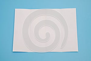Template fold white paper on blue background