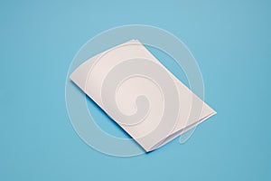 Template fold white paper on blue background