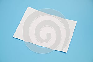 Template fold white paper on blue background